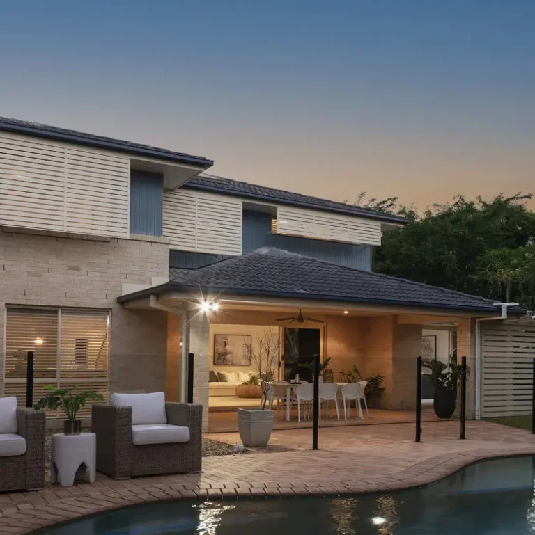 al fresco view with a pool