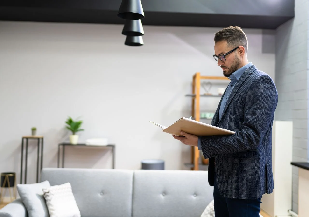 agent doing a house appraisal