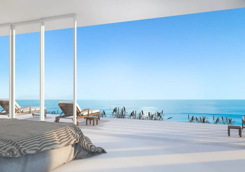 ocean views from a large window